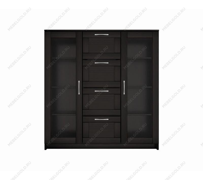 БРИМНЭС / СИРИУС тумба ИКЕА / IKEA 2 двери со стеклом и 4 ящика 117х123 Дуб Венге | изображение 1