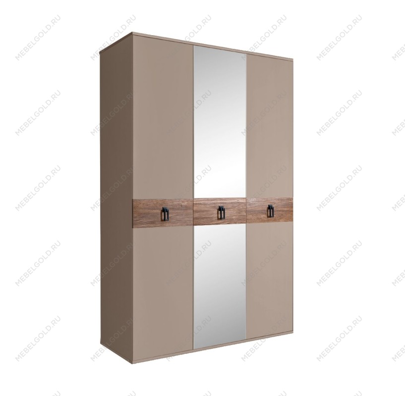 Шкаф 3-х дверный с зеркалом Bogemia Wood Fa (Мокка/Черный) БМШ1/3(Wo)