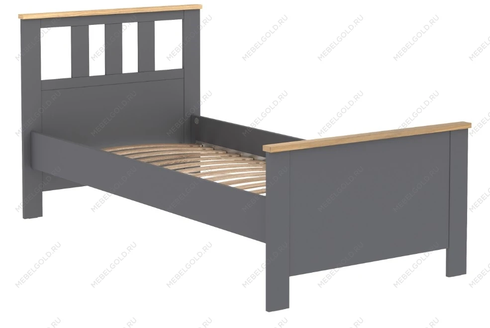 САГА кровать одинарная 90х200 серая/ясень