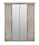 Шкаф Патрисия 4-дверный (1+2+1) с зеркалом крем корень глянец | изображение 1