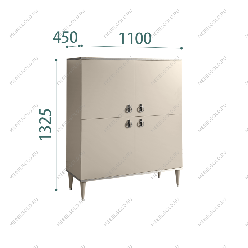 Пенал 4 двери Римини (Ваниль/Серебро) РМП-3