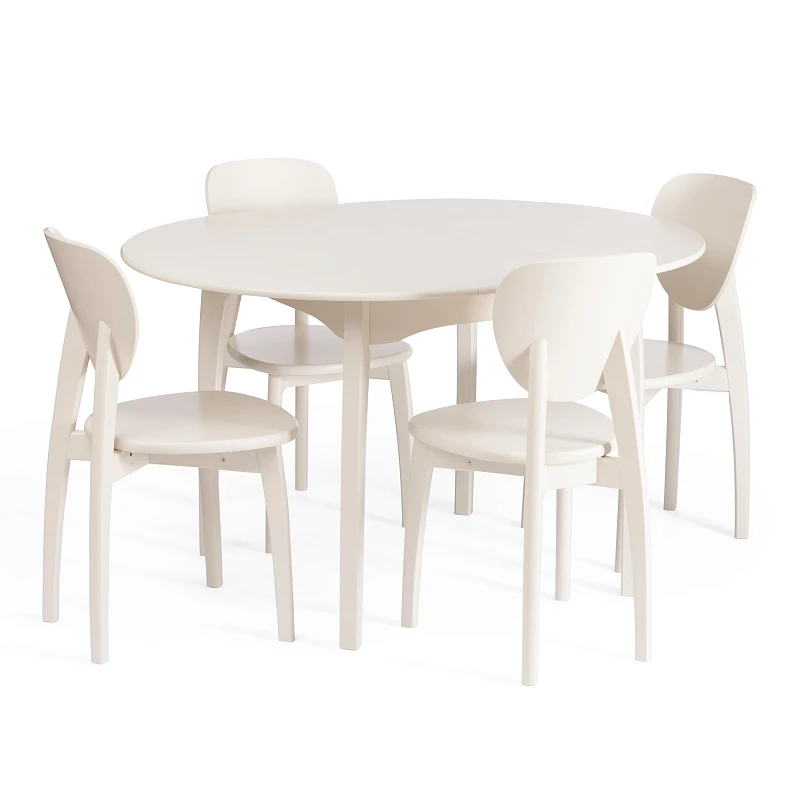 Стол DIAMANTE круглый, бук, мдф, шпон дуба, 100 х 100+30 х 75 см, Ivory white | изображение 9