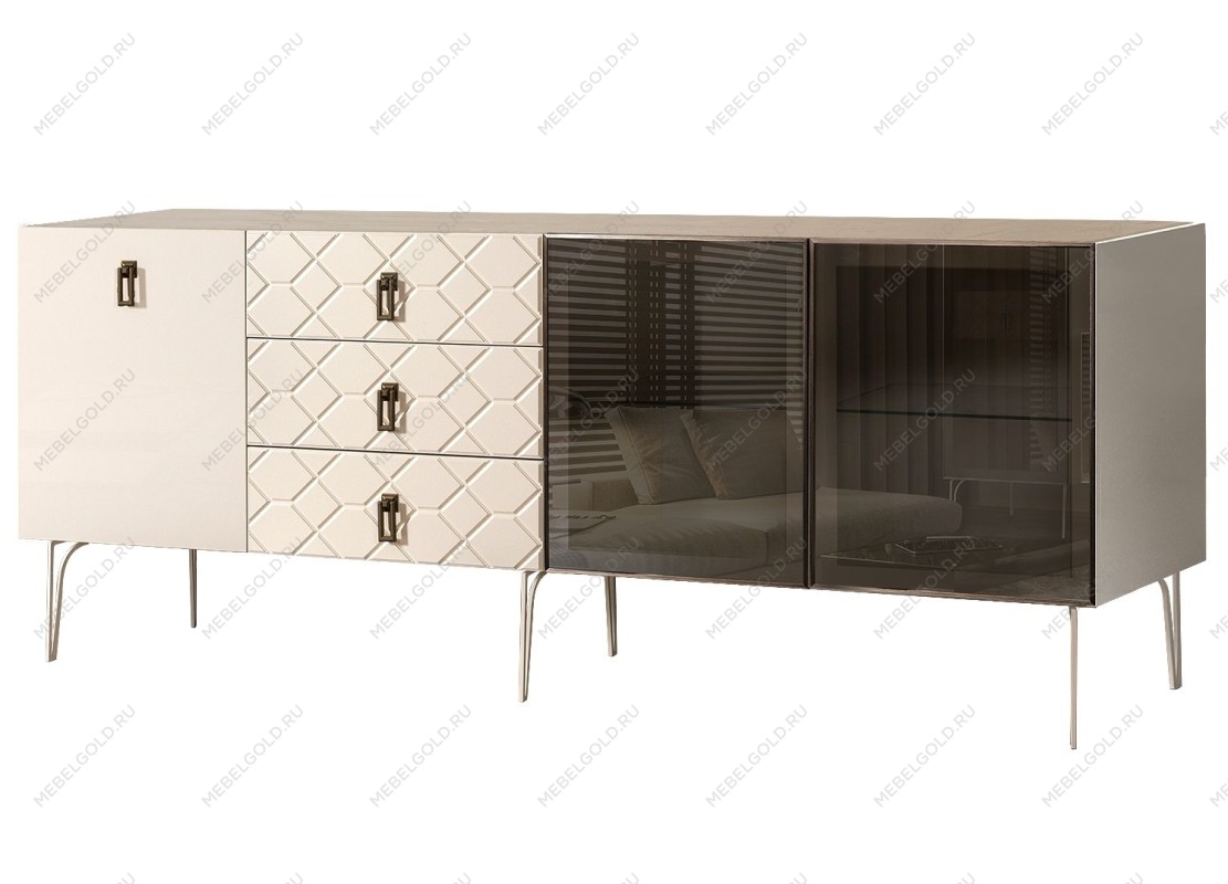 Комод 2.1м Bogemia Farfalle (Слоновая кость) (Novabuk/Черный) БМКМ-5(Fa)[5][10]