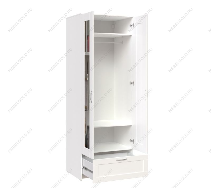 БРИМНЭС / СИРИУС Шкаф двухдверный ИКЕА / IKEA белый с одним выдвижным ящикам и двумя зеркалами | изображение 2