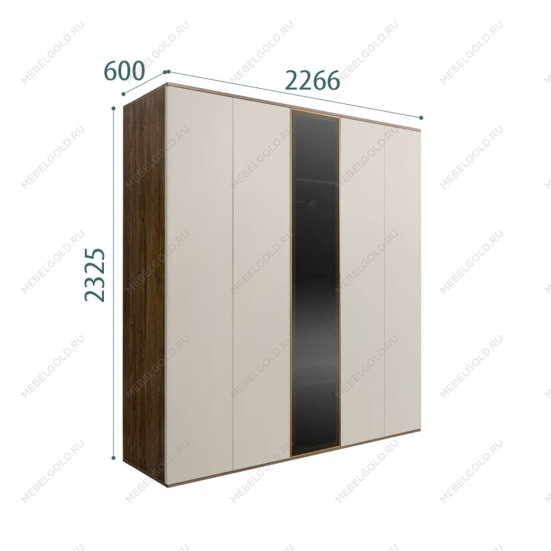 Шкаф 5-ти дв. Bogemia Woodline Air (Шелк/Золото) БМШ2/5(1)