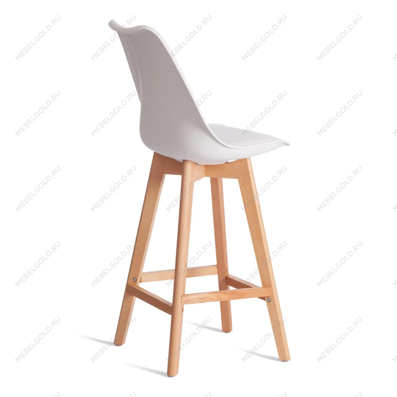 Стул барный TULIP BAR (mod. C1014H-1)/1 шт. в упаковке, пластик/дерево, 42 х 47,5 х 104 см, White (Белый) 70029/ натуральный | изображение 2