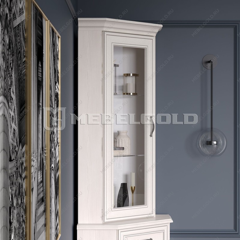 Шкаф с витриной Тиффани 1VU вудлайн кремовый | изображение 2