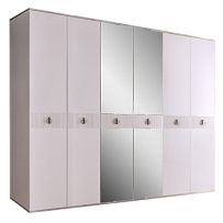 Шкаф 6-ти дверный с зеркалом Римини СОЛО (Белый/Серебро) РМШ1/6(s)
