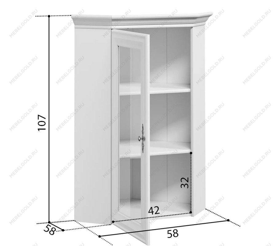 Шкаф верхний с витриной Кентаки NADN1W белый | изображение 3