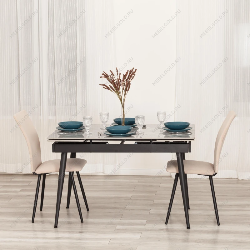 Стул обеденный La Rousse, NEW, флок, бежевый/черный, 7, 45x55x93 см | изображение 15