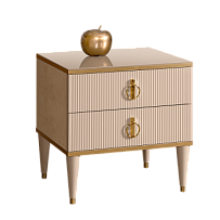 Тумба прикроватная 2 ящика Римини СОЛО (Латте/Золото) РМТП-2(s)