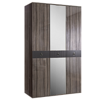 Шкаф 3-х дверный с зеркалом Римини СОЛО (Орех империя/Серебро) РМШ1/3(s)