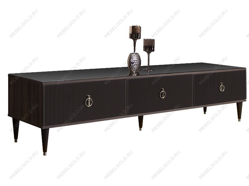 Тумба под телевизор 3 ящика Римини СОЛО (Орех империя/Серебро) РМТ-4(s)[10]