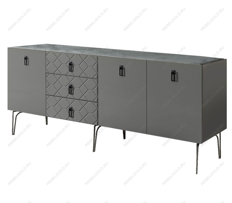 Комод 2.1м Bogemia Farfalle (Серый) (Novabuk/Черный) БМКМ-5(Fa)