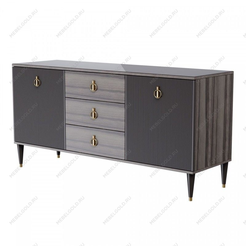Комод для гостиной 1.6м Римини СОЛО (Орех империя/Золото) РМКМ-4(s)