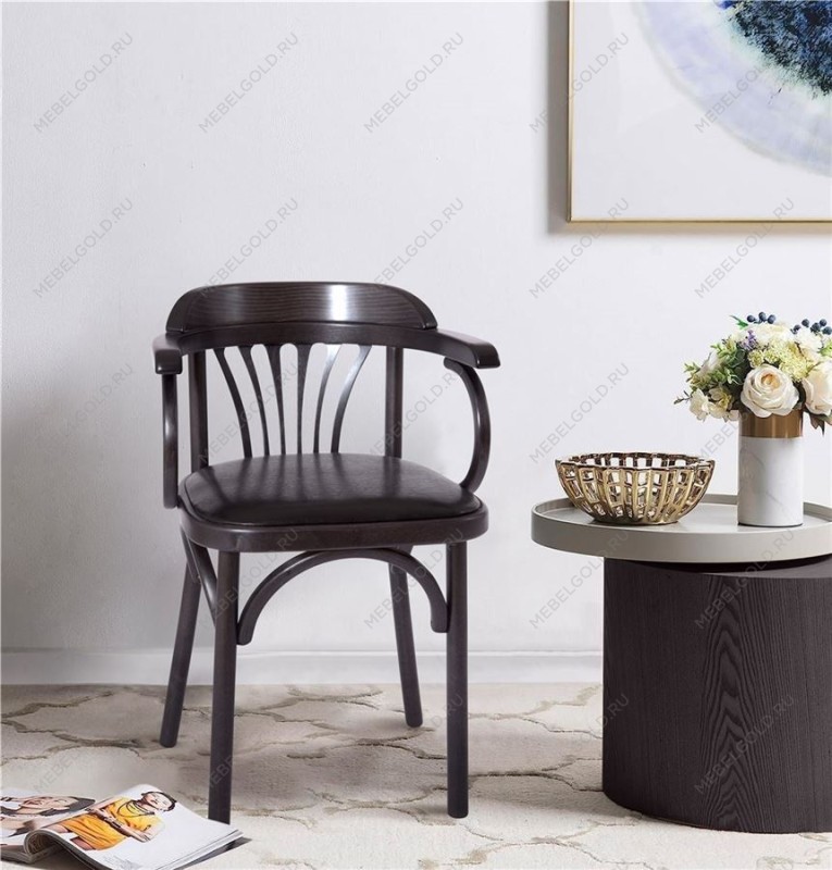 Стул Михаэль мягкий (венге, экокожа ЧЕРНАЯ) | изображение 1