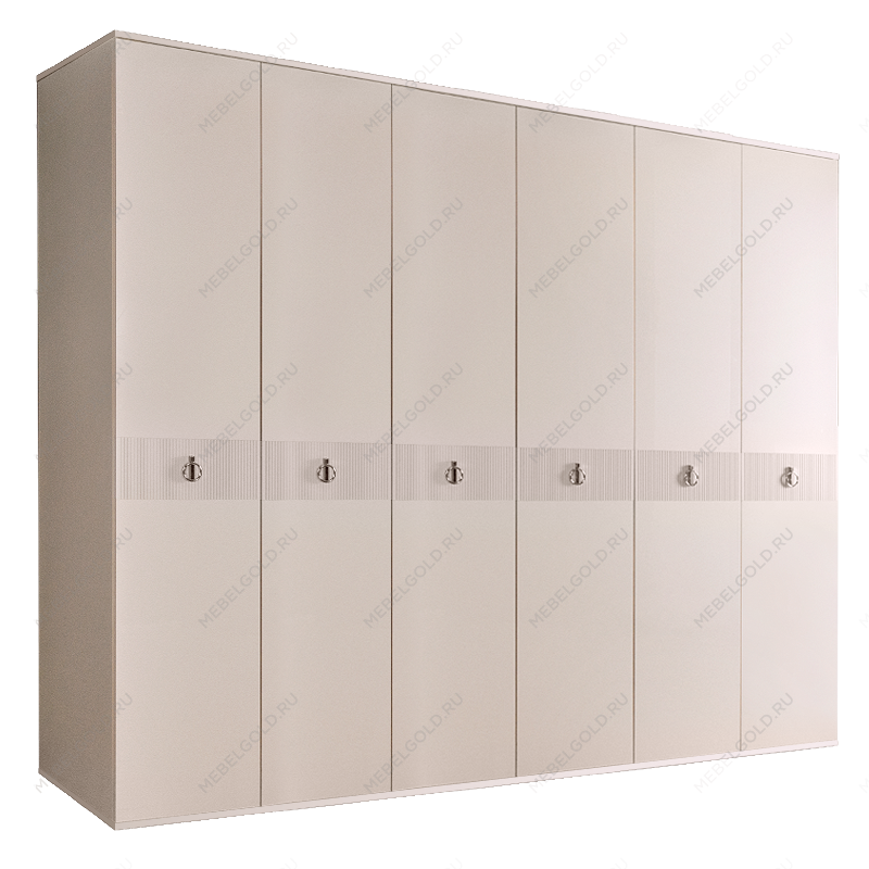 Шкаф 6-ти дверный Римини СОЛО (Бежевый/Серебро) РМШ2/6(s)