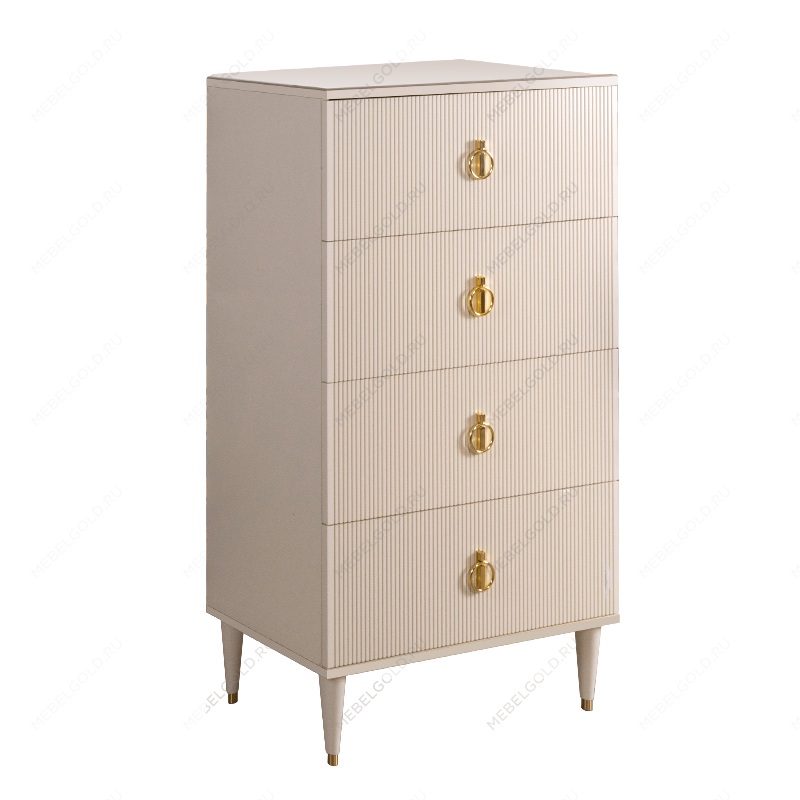 Комод 4 ящика Римини СОЛО (Бежевый/Золото) РМКМ-6(s)