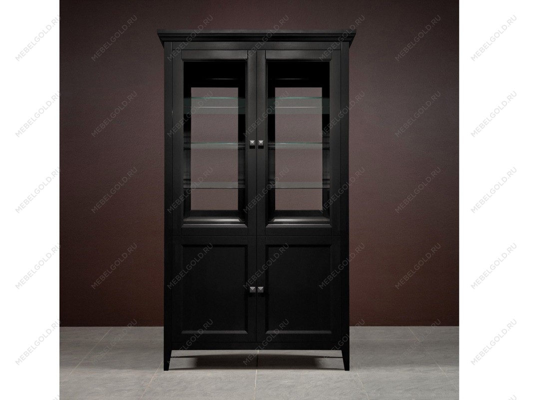 Витрина 2 дверная с зеркалом Manhattan (Черный) | изображение 1