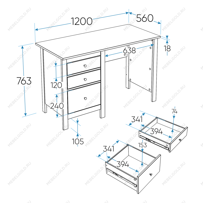 САГА стол письменный 120х56 белый/ясень | изображение 2