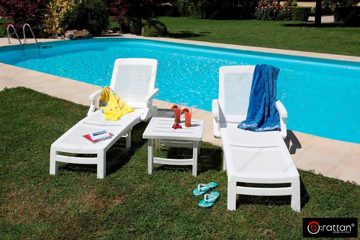 Шезлонг B:rattan MIAMI складной, белый | изображение 3