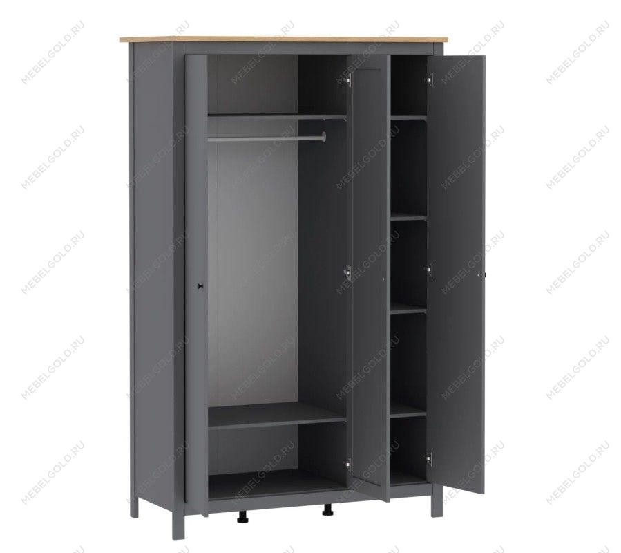 САГА шкаф 3 двери с зеркалом серый/ясень | изображение 3