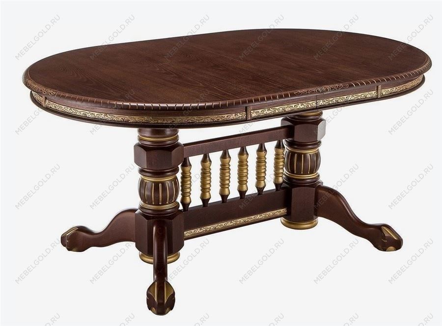 Стол АЗИЯ-М (Матовый лак/Темный орех/патина золото) 106х160х200х240