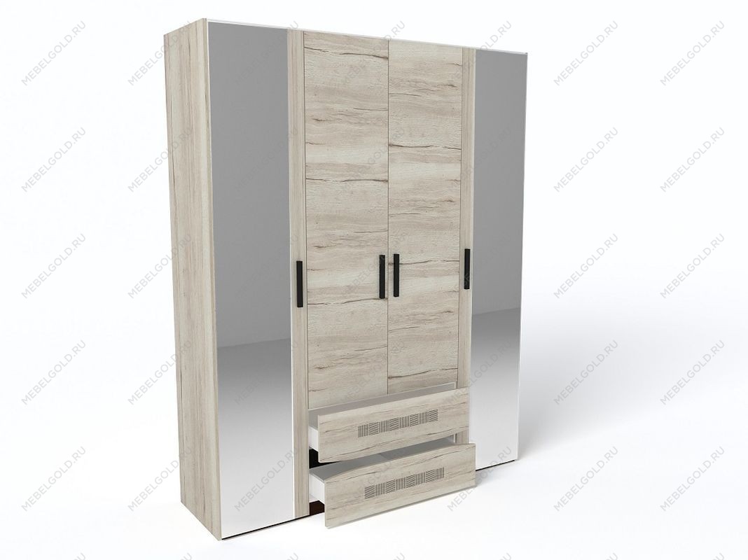 Шкаф 4-х дверный, Мале (1816*544*2278) Дуб галифакс белый, 11213