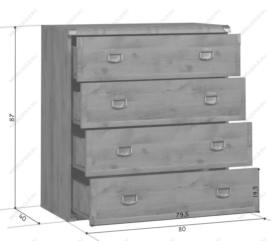 Комод Индиана JKOM4S/80 дуб саттер | изображение 7