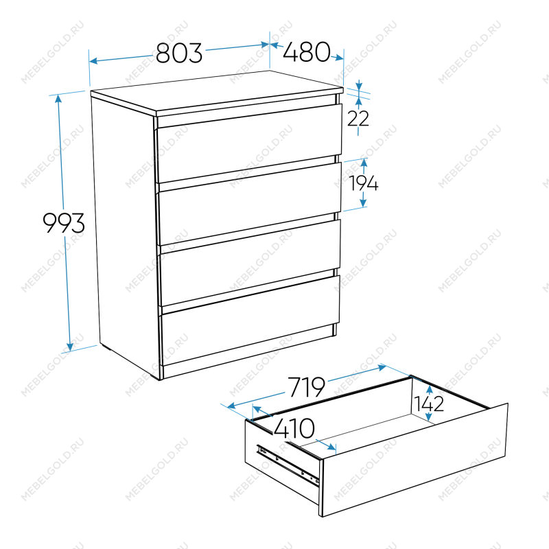 МАЛЬТА комод ИКЕА / IKEA 4 ящика 80х99 белый | изображение 3