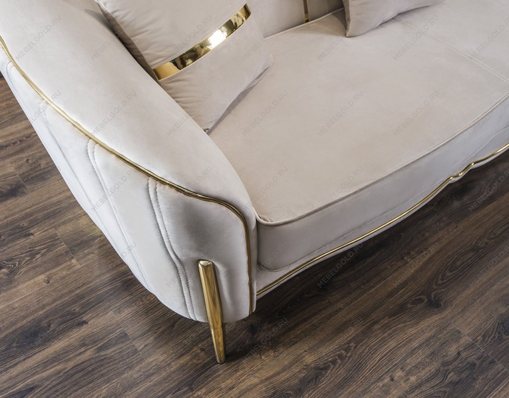 Диван Лара 3х местный бежевый золото | изображение 8