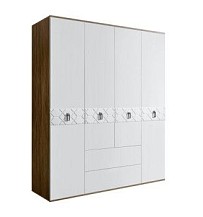 Шкаф 4-х дверный с ящиками Bogemia Woodline Fa (Белый/Хром) БМШ2/41