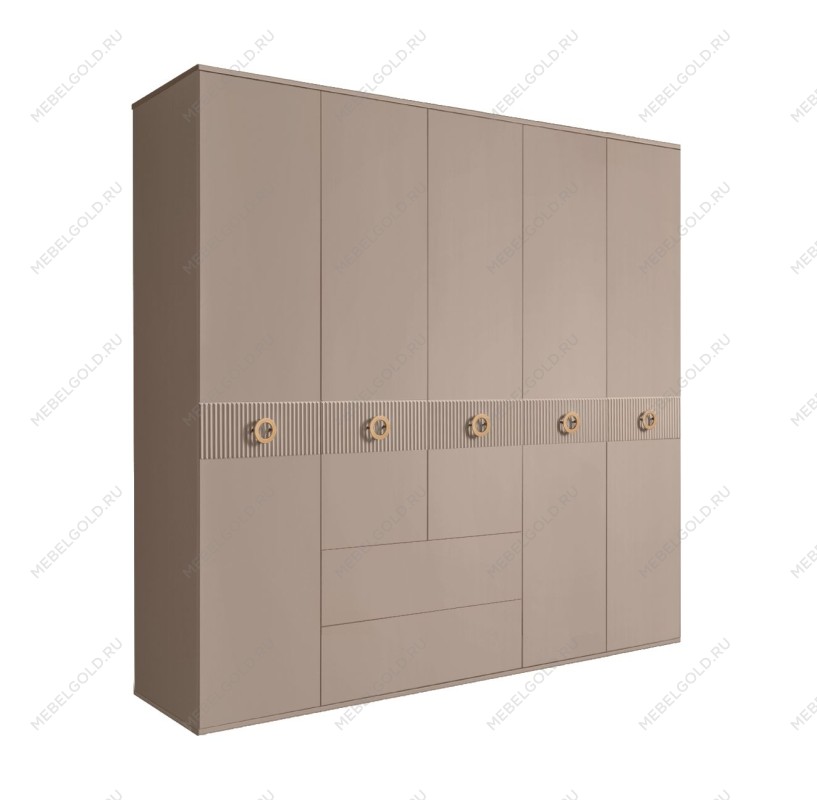 Шкаф 5-ти дверный с ящиками, Bogemia Fillini (Мокка/Золото) БМШ2/51(Fi)