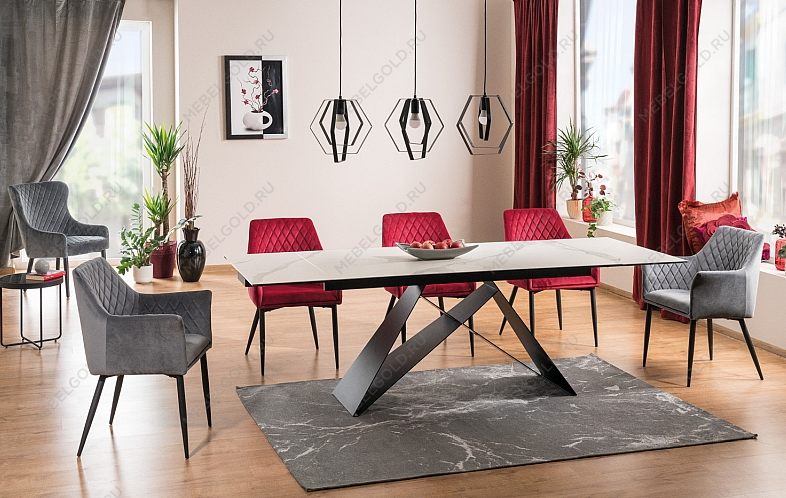 Стол обеденный Signal WESTIN III Ceramic 160 раскладной (белый/черный) | изображение 1