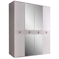 Шкаф 4-х дверный с зеркалом Римини СОЛО (Белый/Серебро) РМШ1/4(s)