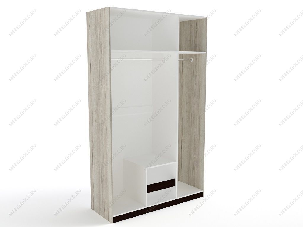 Шкаф 3-х дверный с декоративным обкладом, Мале (1442*544*2316) Дуб галифакс белый | изображение 1
