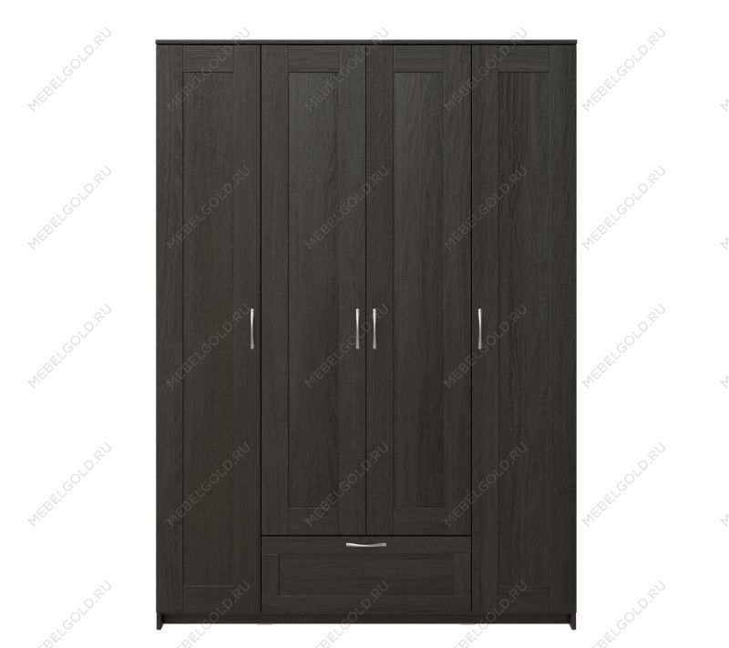 БРИМНЭС / СИРИУС Шкаф четырехдверный ИКЕА / IKEA с одним выдвижным ящиком и зеркалом, Дуб Венге | изображение 1