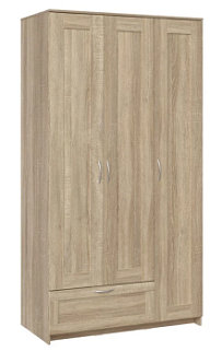 БРИМНЭС / СИРИУС Шкаф трехдверный ИКЕА / IKEA с одним выдвижным ящиком, Дуб Сонома