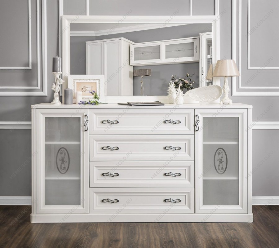 Гостиная Мишель 1+комод+зеркало+1 белый матовый | изображение 4