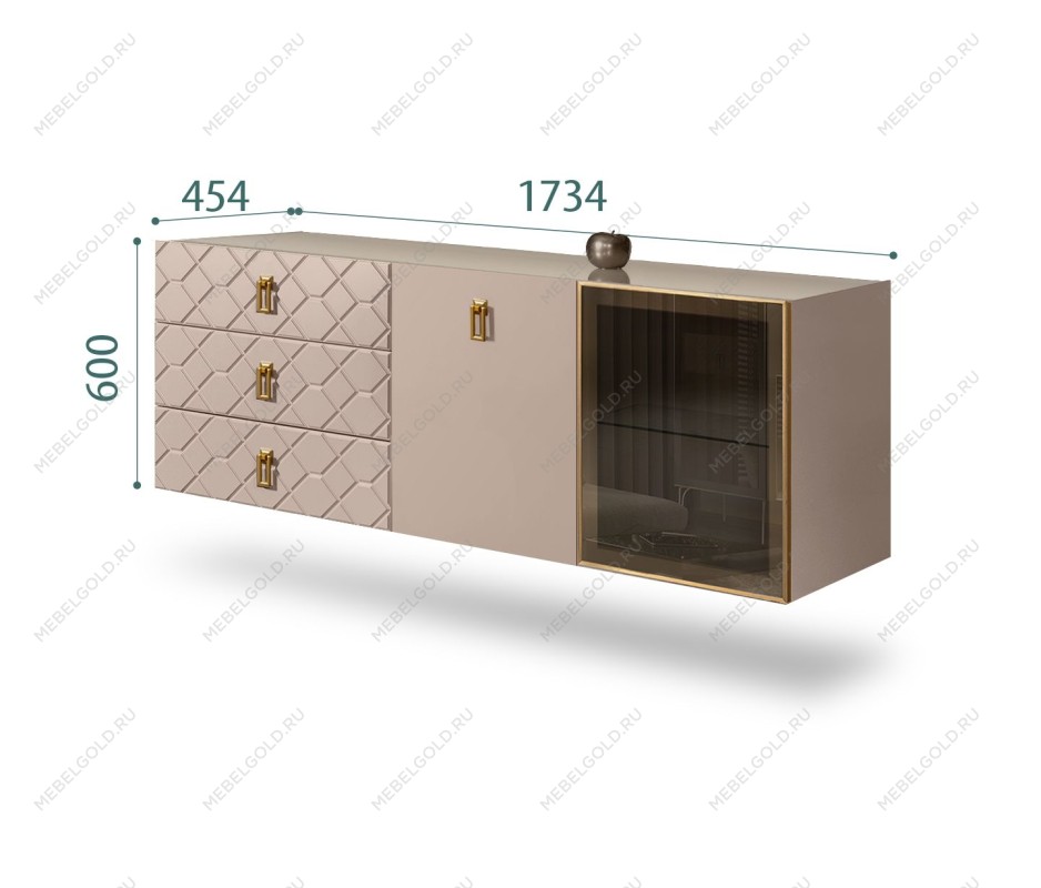 Комод 1.6м Bogemia Fly Farfalle (Мокка) (Lakobel/Золото) БМКМ-4[5][10]