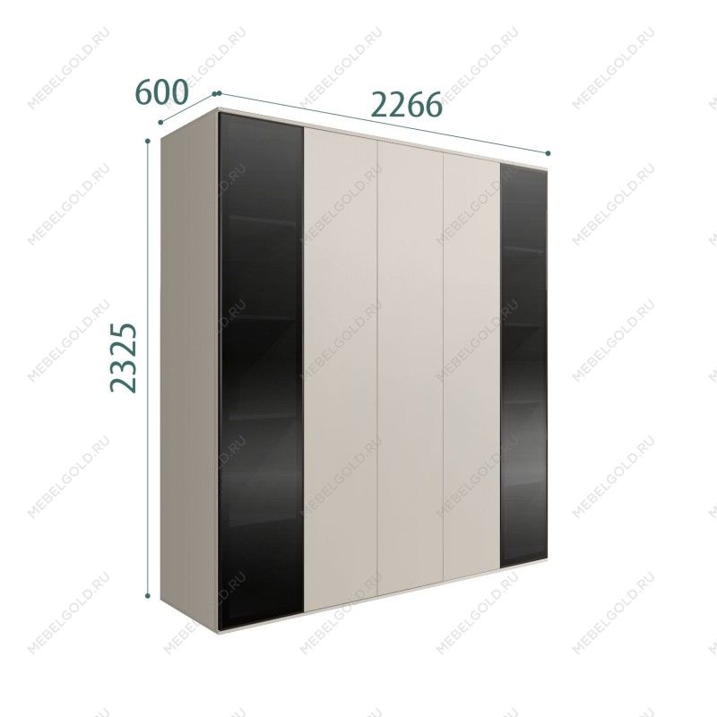 Шкаф 5-ти дв. Bogemia Air (Шелк/Черный) БМШ2/5(2)