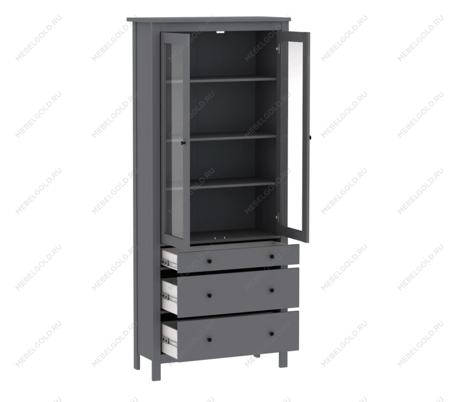 САГА шкаф с витриной 90 серый | изображение 2