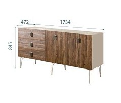 Комод 1.6м Bogemia Wood Fa (Ваниль) (Novabuk/Хром) БМКМ-4(Wo)