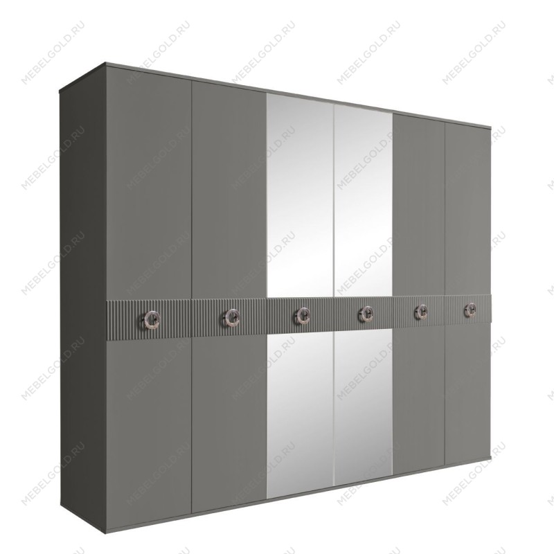 Шкаф 6-ти дв. с зеркалами Bogemia Fillini (Серый/Хром) БМШ1/6(Fi)
