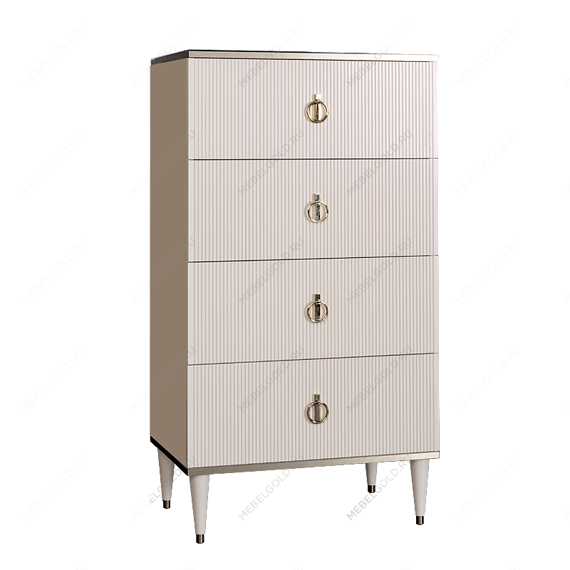 Комод 4 ящика Римини СОЛО (Слоновая кость/Серебро) РМКМ-6(s)