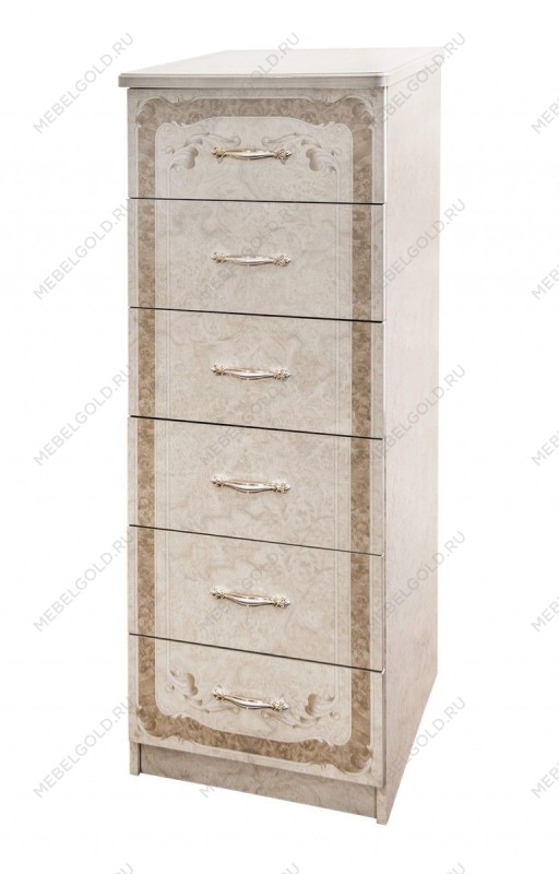Комод Патрисия 6 ящиков крем корень глянец - Выставка м. Марьина роща