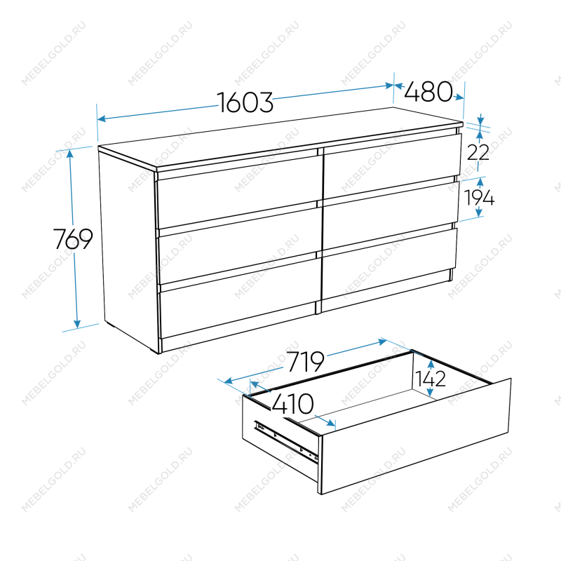 МАЛЬТА комод ИКЕА / IKEA 6 ящиков 160х76 белый | изображение 4