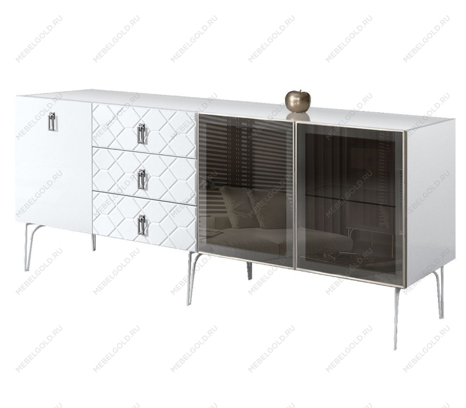 Комод 2.1м Bogemia Farfalle (Белый) (Lakobel/Хром) БМКМ-5(Fa)[5][10]