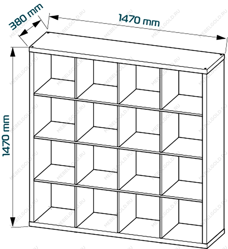 КАЛЛАКС / ФОРА Стеллаж ИКЕА / IKEA 16, широкий стеллаж с открытыми ячейками, тамбурат, дуб беленый | изображение 3
