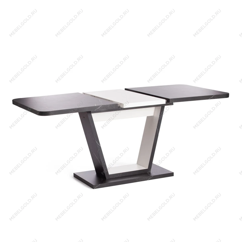 Стол обеденный VOX раздвижной, ЛДСП, 132-172x85x75,5 см, Мрамор черный/Белый | изображение 4